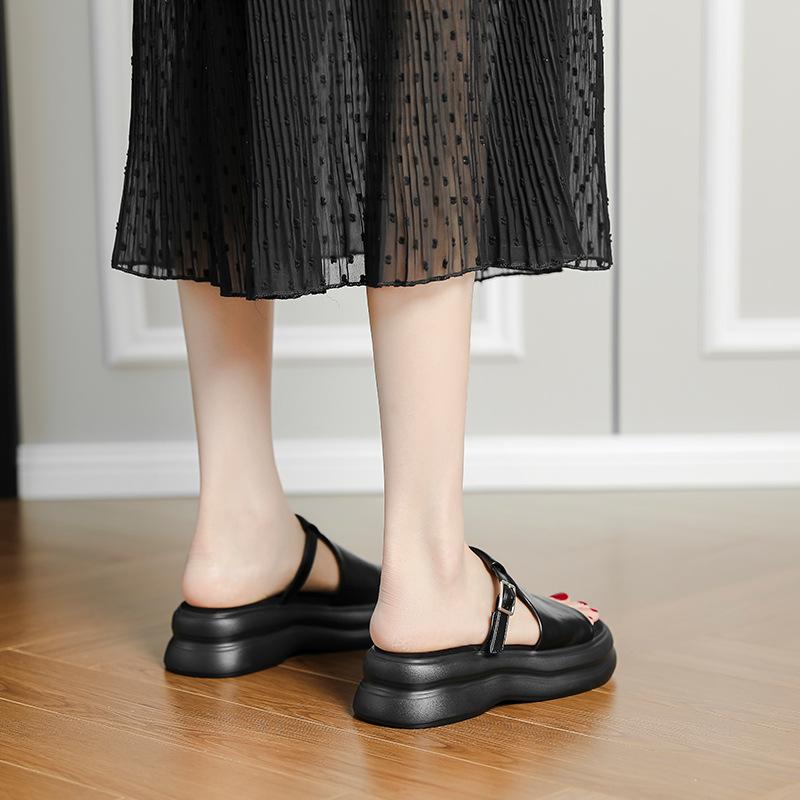 Комфорт~ Ретро слово с повседневными сандалиями на платформе, женские летние новые сандалии на плоской подошве в римском стиле