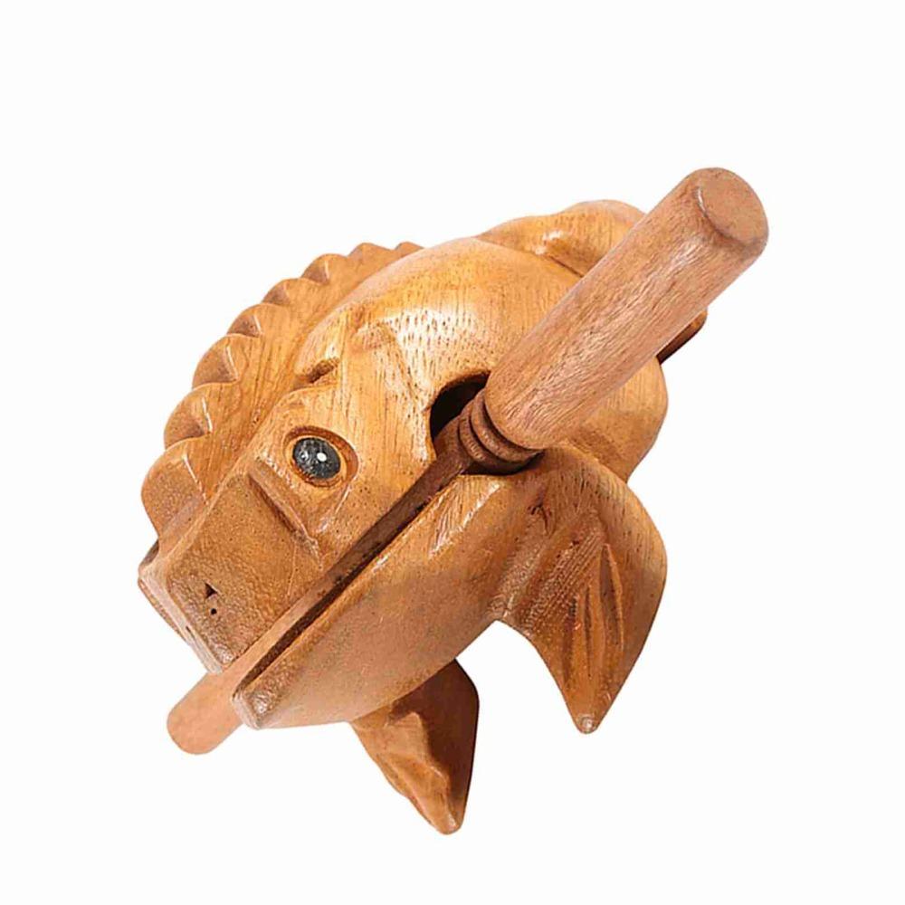 Yeliow Wooden Lucky Frog Wooden Frog Sound Making Ornament Desktop Ornament