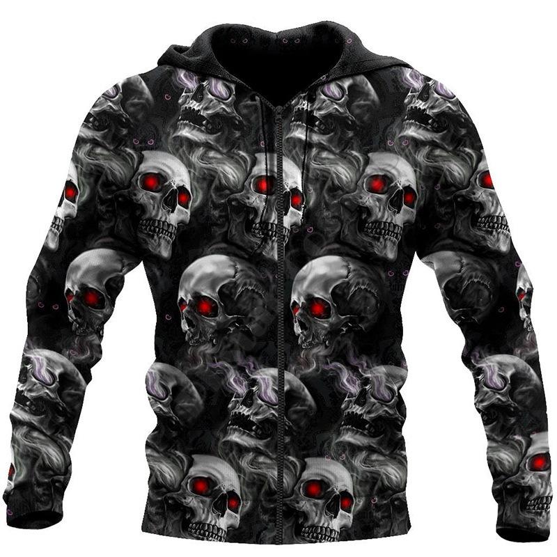 Модные толстовки с 3D принтом черепа для мужчин, осенние новые толстовки, хип-хоп тренд, винтажная одежда Harajuku, свободные топы высокого качества