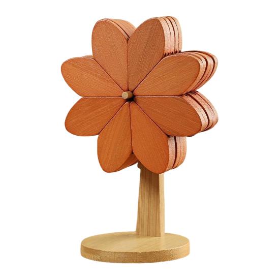 Набор деревянных подставок 5 шт./набор с подставкой, форма вертушки, сменный дизайн, термостойкие подставки, кухонный декор для столовой