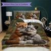Romantic Real Fox Pattern Bedding uilt Set uilt Cover Pillowcase Home Decoration Birthday Gift (1 * duvet cover + 2 * pillowcase without core)