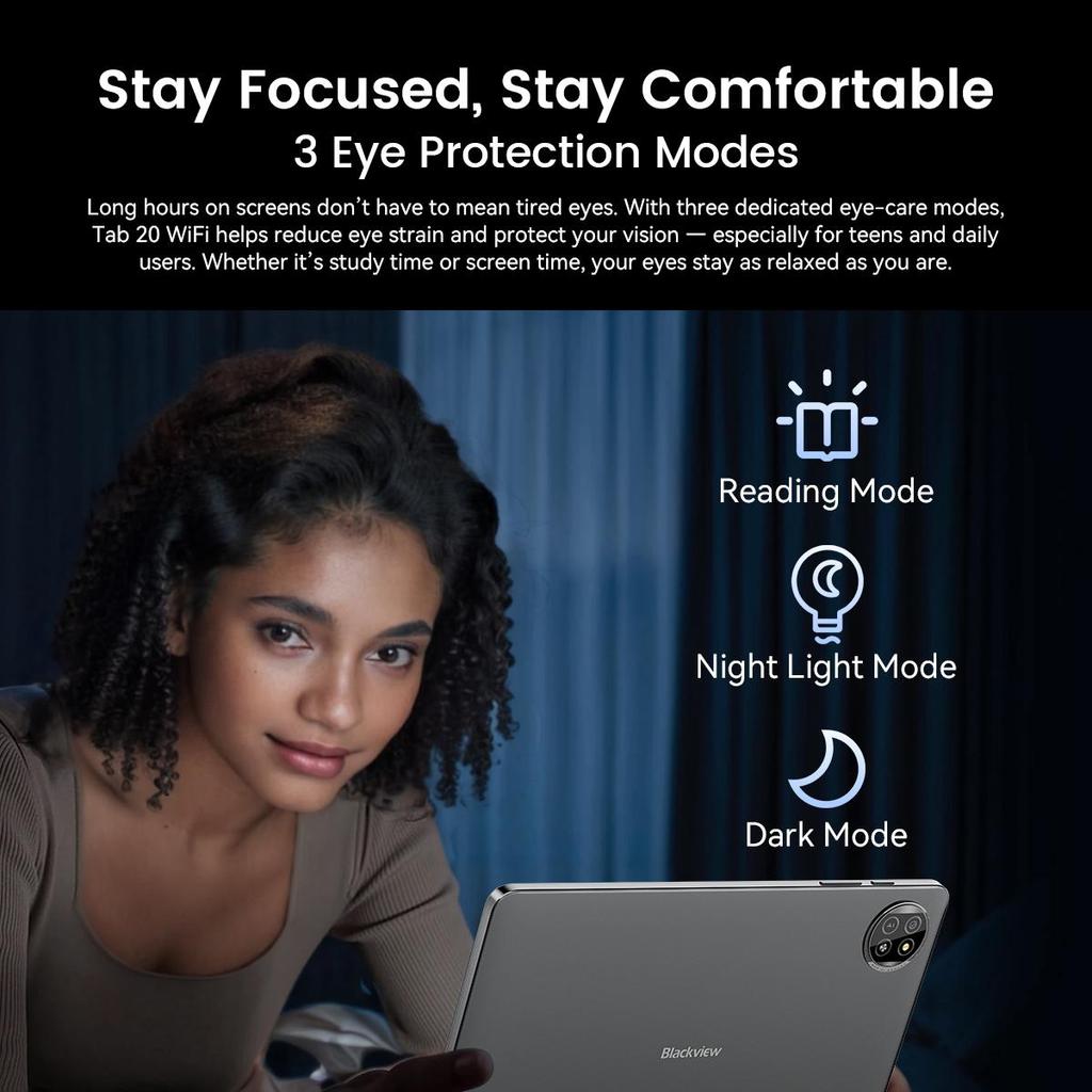 Blackview Планшет Tab 20 WiFi Android 15 10,1 дюйма 4 ГБ ОЗУ 64 ГБ ПЗУ Аккумулятор 6600 мАч Планшеты