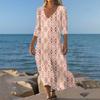 Платья для женщин Винтажный принт Туника с завышенной талией Миди платье Летнее Повседневное платье с рукавом 3/4