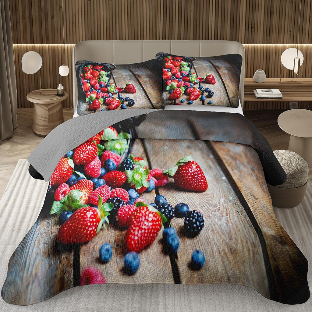 Покрывало с черникой размера кинг, твин, Гавайское летнее тропическое фруктовое покрывало для декора комнаты мальчика/девочки, Двустороннее стеганое постельное белье