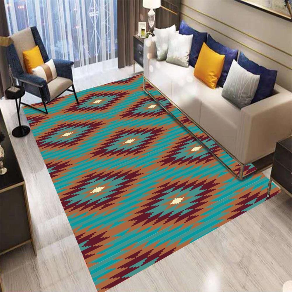 Bohemian Pattern Decorative Carpet Tribal Style Moroccan Luxury Persian Art Multi-style Rug Geometric Loop-pile Rug