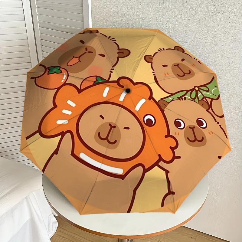 1P Capibala Umbrella-8-Rib Reinforced, Automatic Open, Lightweight & Durable, Cute Fashion Accessory for Outdoor-Q203
