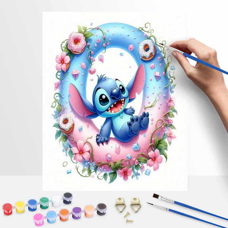 Disney Стич Цветок-пончик Масляная краска Цифровая живопись Художественный набор Ручная работа DIY Набор для рисования Домашний декор