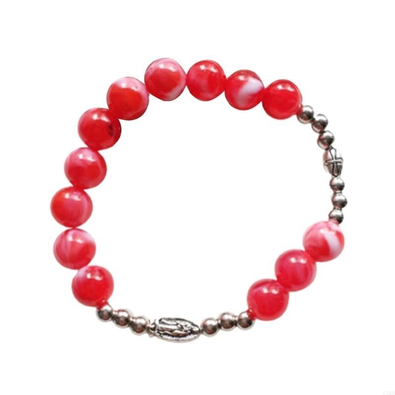 62KD Католическая цепочка на палец Винтажный розарий Розарии для крещения Браслет для крещения