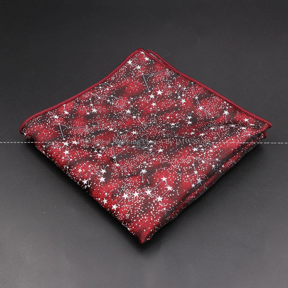 High Quality Men Handkerchief Red Blue Rose Floral Constellation Designed Wave Lines 26cm Width Tuxedo Suit Shirt Pocket Square