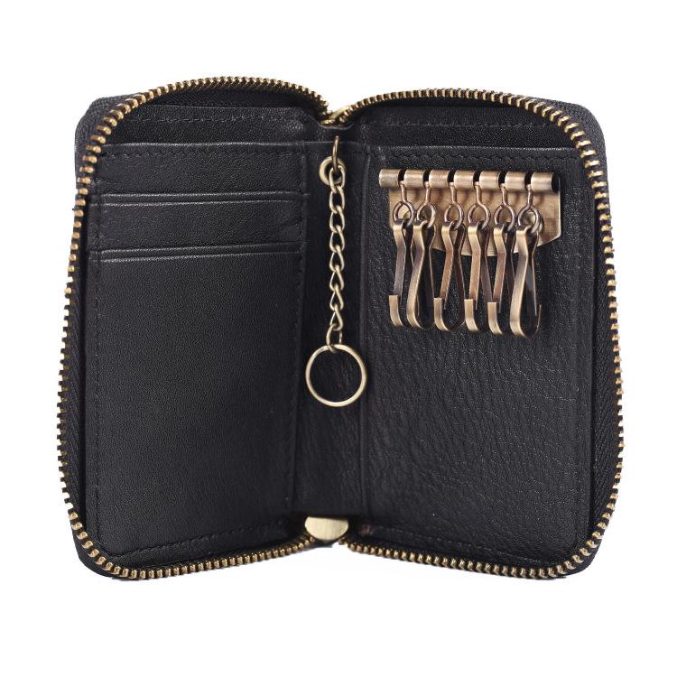 Чехол для смарт-ключа из натуральной кожи, чехол для карт, кольцо для ключей, кожаный кошелек с карабином