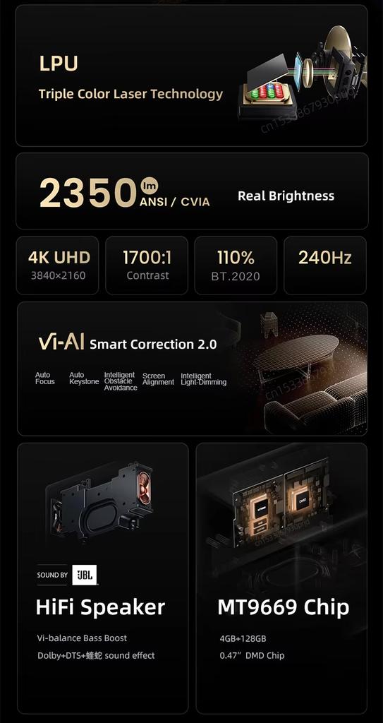 Hisense Vidda C1 Pro Projector 4K Triple Laser Projector with Auto Focus 2350CVIA 240HZ for Home Cinema Full 3D Game Projector