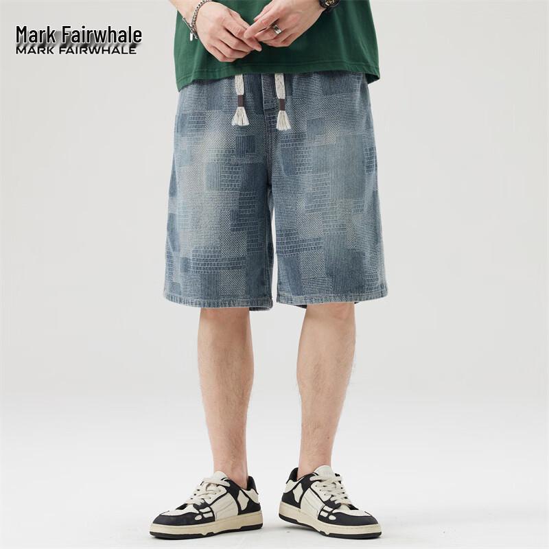 MARK FAIRWHALE Men's Loose Straight Denim Shorts