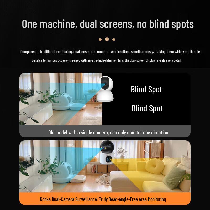 KONKA 360° Dual-Band HD Smart Home Security Camera with 64GB Storage CN plug (adapter included)