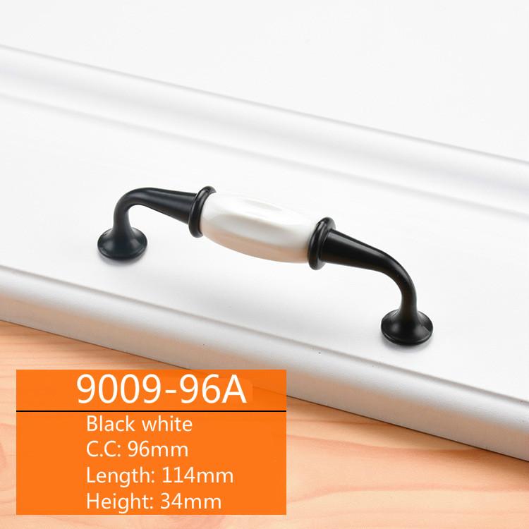 Шкаф Керамическая черная белая ручка Европейская алюминиевая ручка для двери шкафа Ящик Современная минималистская ручка Мебельная фурнитура