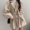 Women Coat Hepburn Style Woolen Jacket Fashion Retro French Style Coats and Jackets Women Mid Length Version Exquisite Coat