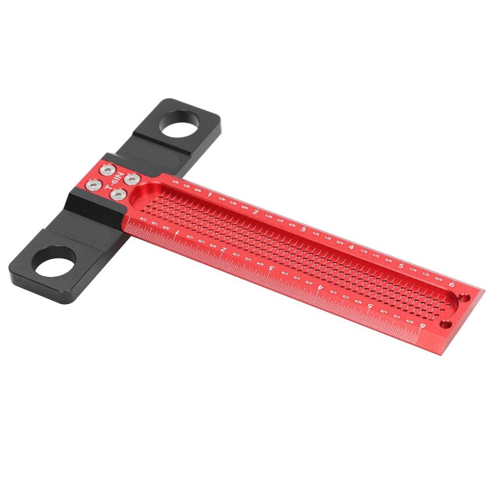 Red Black Hole Marking T Ruler Stainless steel T Square Carpenter Square DIY Projects