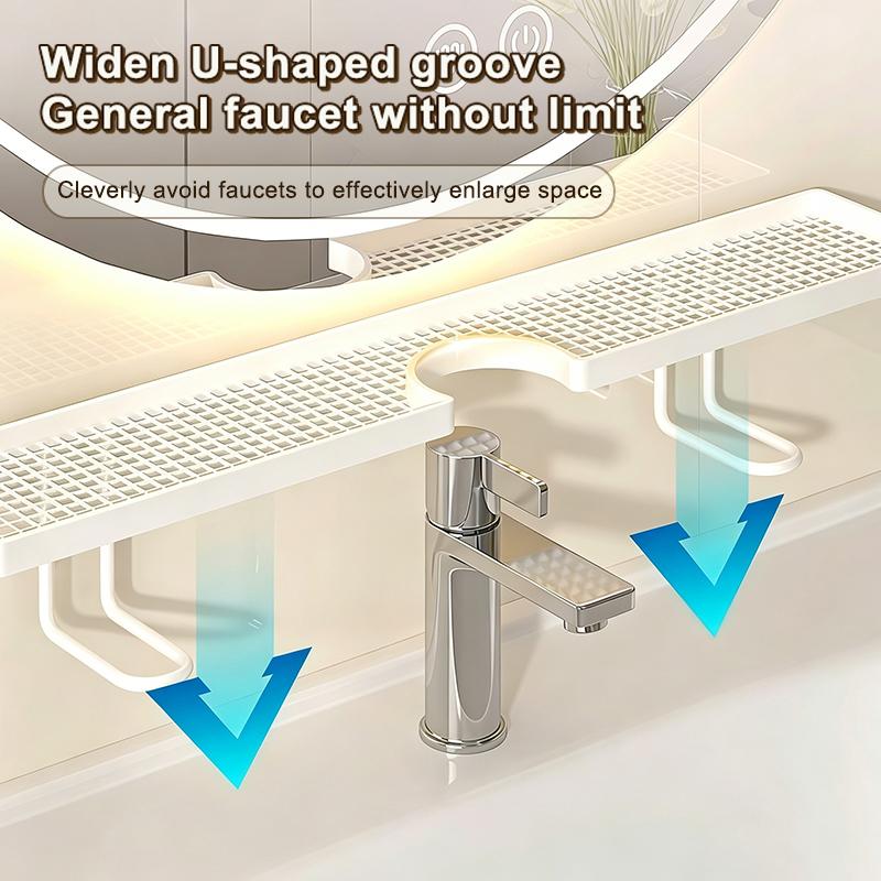 Household Mirror Front Toilet Rack Bathroom Washstand Wall-Mounted Faucet Non-Punching Sink Storage Multifunctional Fashion