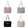 Beaded Pleated Tote Bag Korean Style Large Capacity Plaid Handbag Solid Color Dumplings Bag Bubble Cloud Bag Office Worker