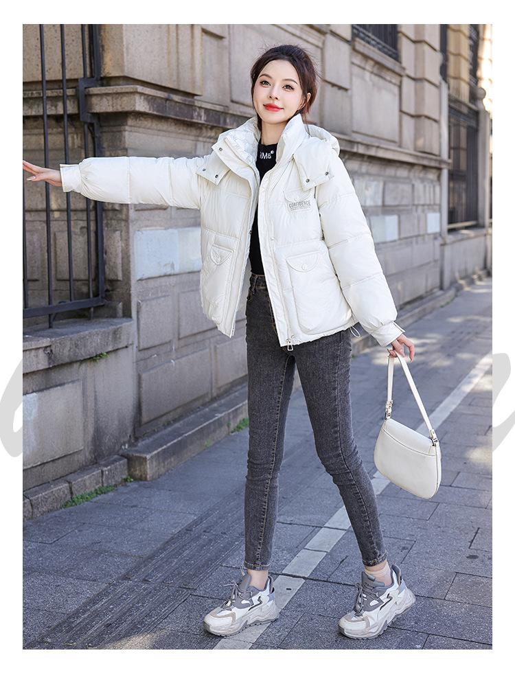 Осенне-зимнее женское пальто однотонное с капюшоном и большим карманом короткое свободное пальто утолщенная теплая студенческая куртка