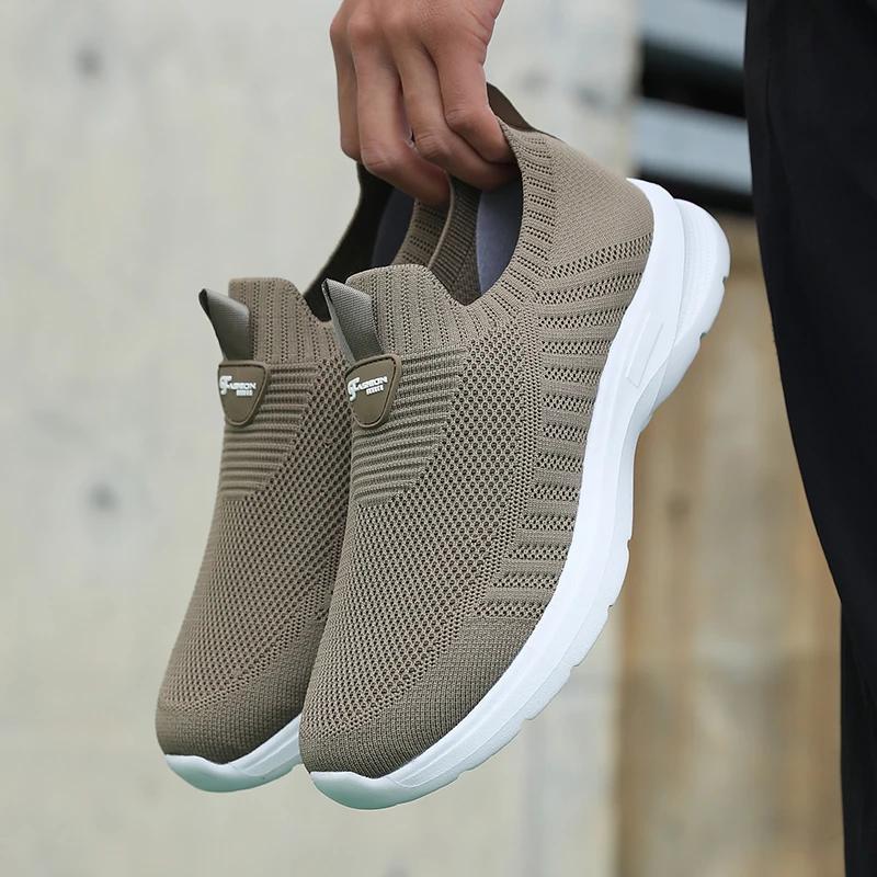 Casual Sports Shoes Men's Vulcanized Shoes Mesh Flat Bottomed Men Breathable Slip In Running Shoes Designer Regalos Para Hombre