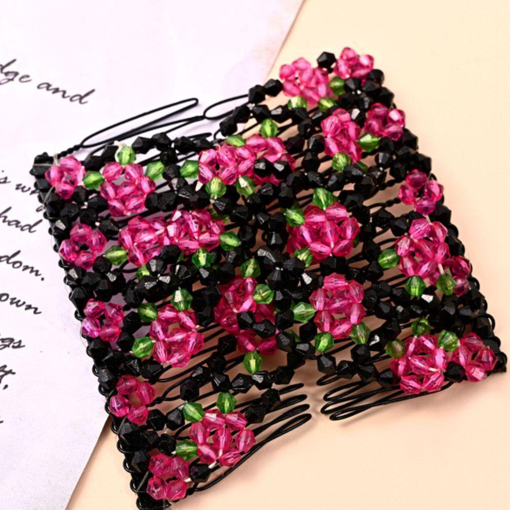 Модные аксессуары для волос Эластичные двойные расчески для волос Гребни для волос Зажимы Эластичные Волшебные Бусины