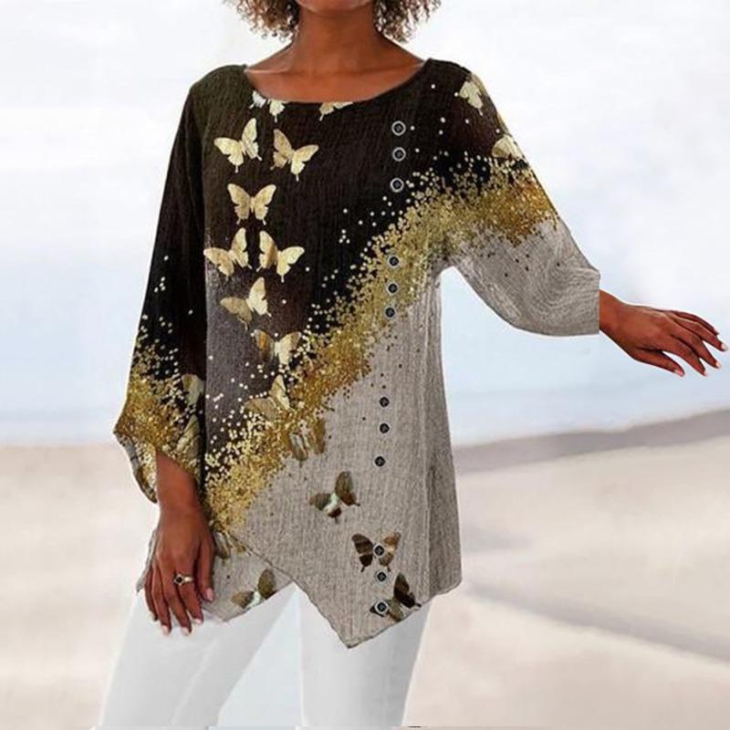 QICED Women's Fashion Casual 3/4 Sleeves  V Neck Blouses & Shirts