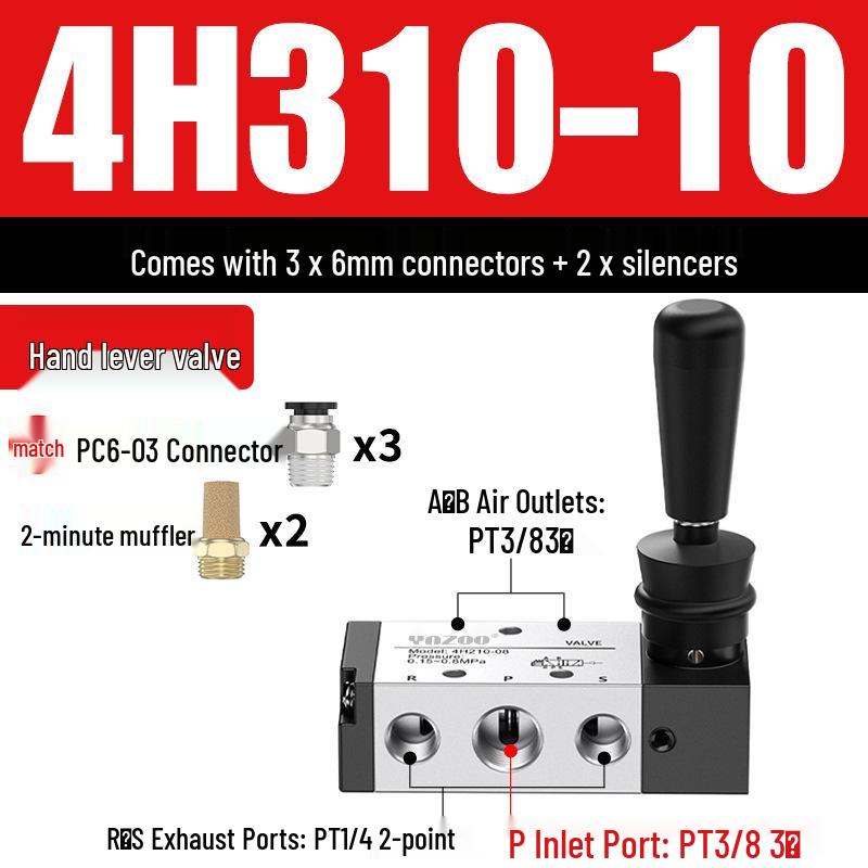 Pneumatic Hand Lever Valve 4R210 4H210-08, Cylinder Directional Control Valve 4H310 4R410, Manual Pneumatically-Controlled Valve.