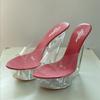 Super High Heel Cool Slipper Transparent Special-shaped Crystal Waterproof Platform 15CM Wedges Women Sandals LFD-126-9
