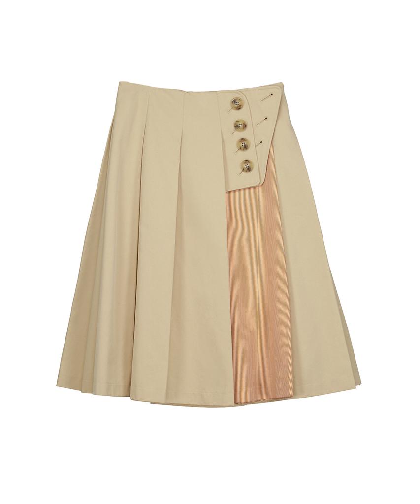 Sennyu Point Stripe Pleats Skirt
