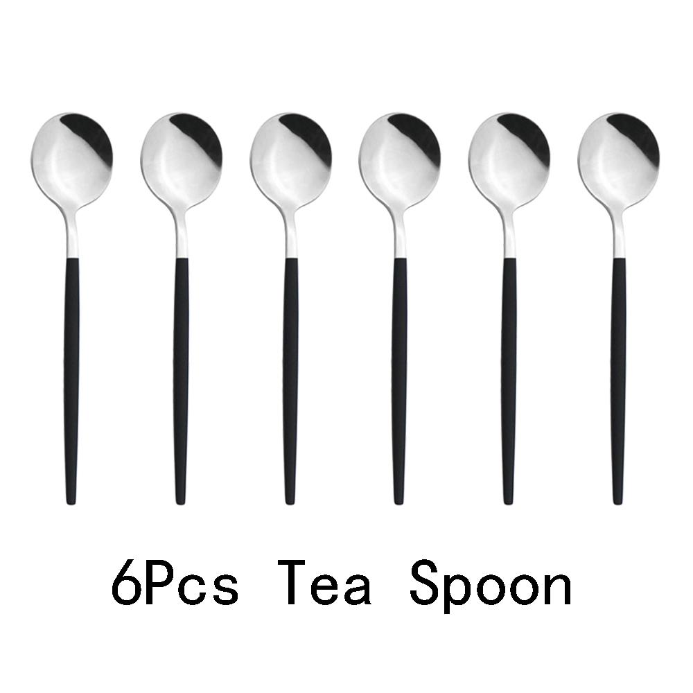 6pcs Mirror Stainless Steel Cutlery Set Multicolor Dinnerware Spoon Set Dinner Set Coffee Tea Spoon Tableware Home Kitchen Silverware