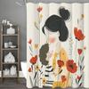 Happy Mother's Day Mother and Child Hugs Floral Shower Curtain, Bathroom Decorative Shower Curtain, Waterproof Shower Curtain Wi