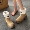 Women's Warm Long Plush Snow Boots 2024 Winter Hook Loop Suede Ankle Boots Woman Plus Size Non-Slip Platform Cotton Shoes Ladies