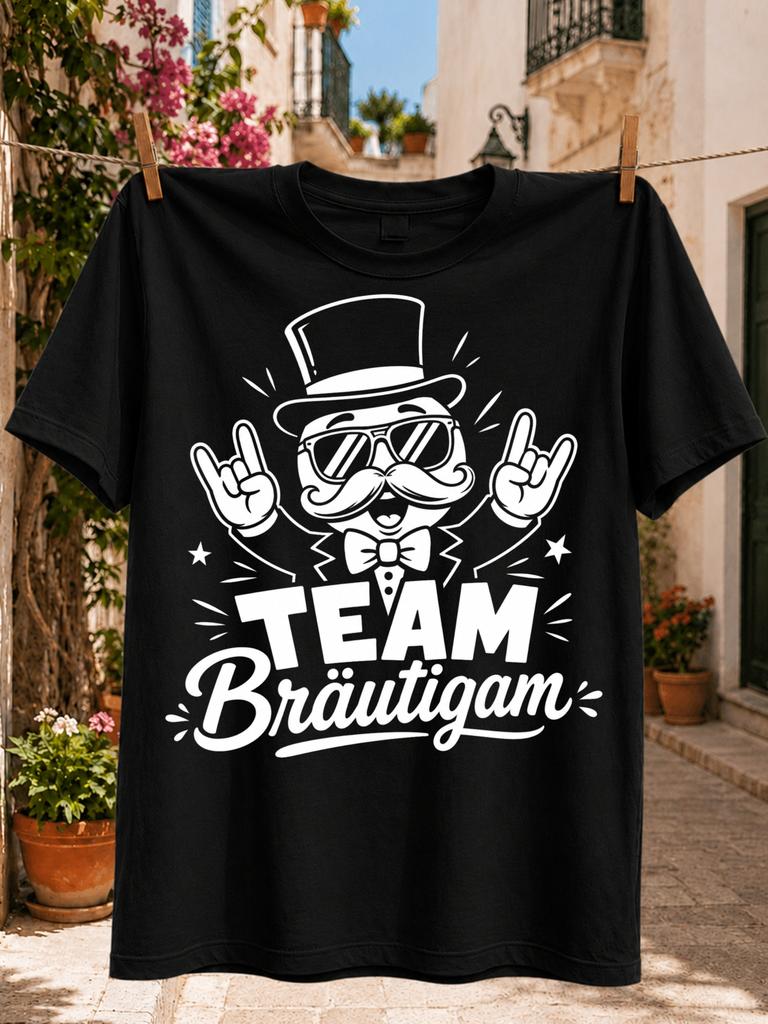 Team Groom Gerunisex Quote Graphiccartoon Formal Groom Moustache Bow Tie And Rock Hands Unisex All Unisex All Tshirt