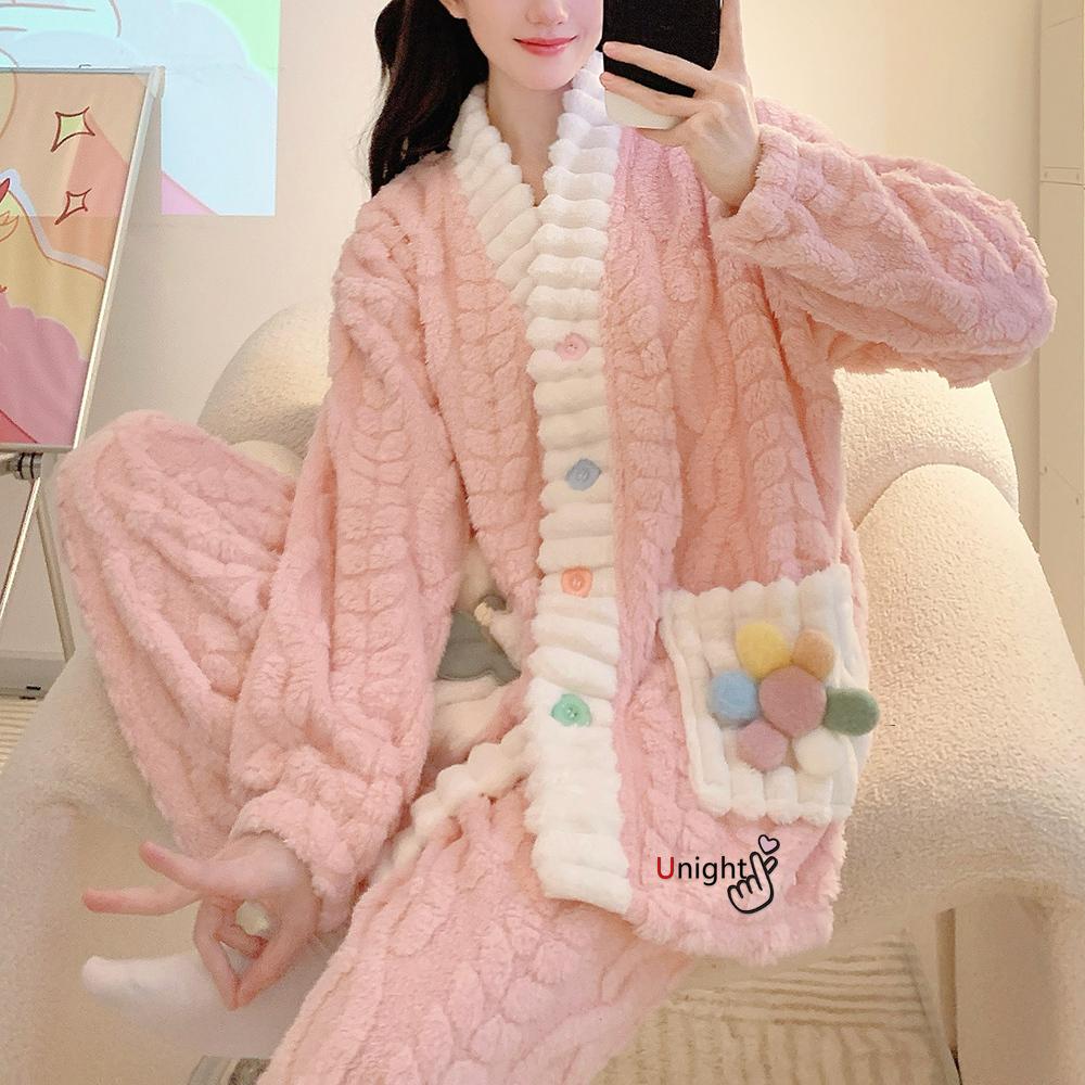 Женские теплые пижамные комплекты зимние толстые зимние пижамы из кораллового флиса фланелевые пижамы больших размеров ночная одежда домашняя одежда