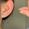 Love Pearl Stud Earrings Women's Light Luxury Niche Design Sense Sweet Zircon Heart Earrings Temperament Earrings