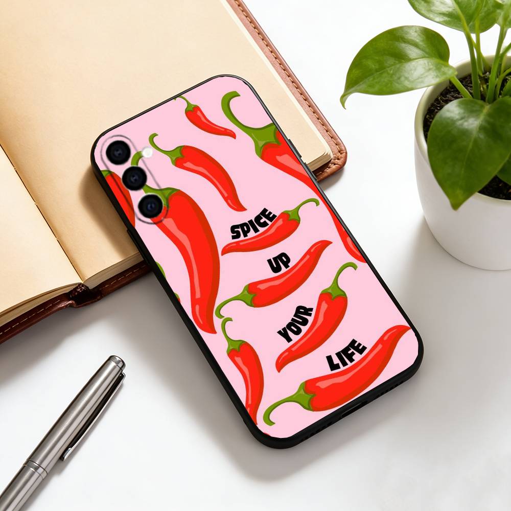 Иллюстрация перца чили Чехол для телефона Для Samsung Galaxy A73,A72,A71,A70,A53,A52,A51,Мягкий силиконовый черный чехол