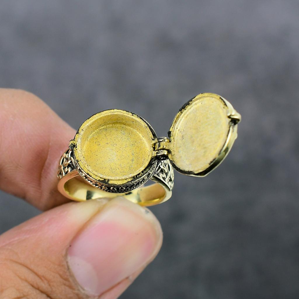 Звездный вид, латунное ювелирное изделие ручной работы, ядовитое кольцо, размер 7 d8F17