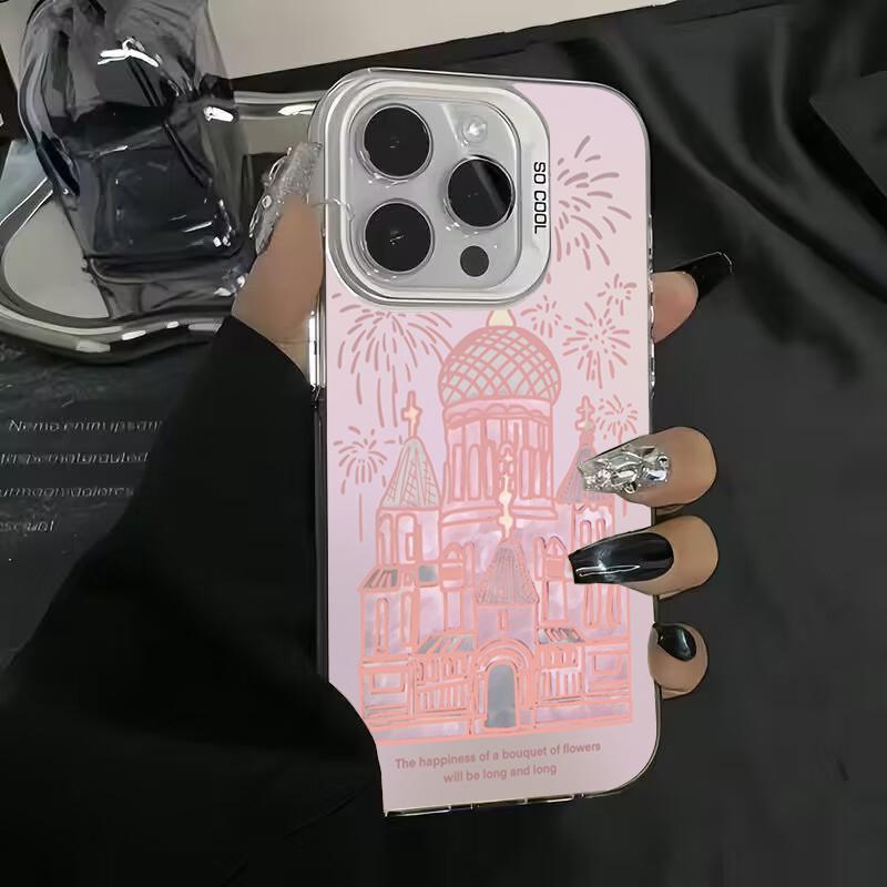 Новогодний розовый замок Фейерверк Чехол для Samsung Galaxy S24 S23 S22 S21 Ultra Plus S20 FE A14 A34 A13 A23 A33 A54 A53 A52