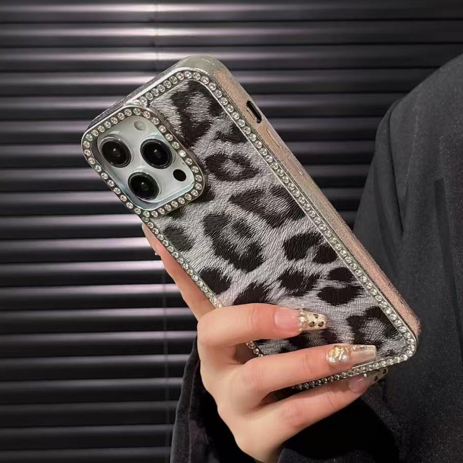 Роскошный чехол с леопардовым принтом для iPhone 16 Pro, покрытие Bling Diamonds, чехол Funda для iPhone 16 Pro Max 16Plus 15 14 13 12 11 Shell