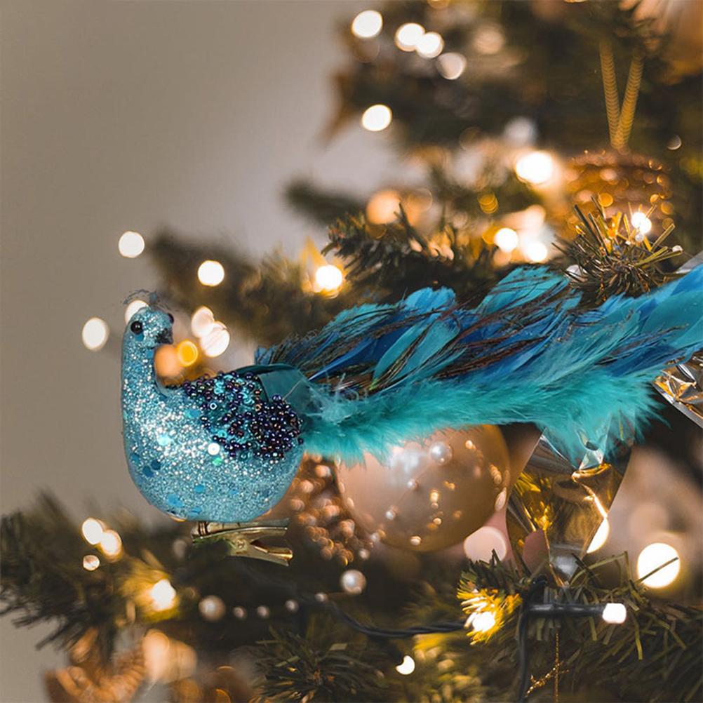 Christmas Tree Decorations 3D Simulation Peacock Decoration Artificial Feather Pendant for Gardens