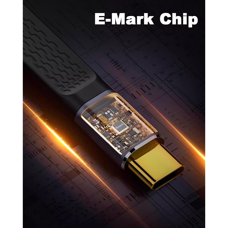 Кабель USB C от Poyiccot L mold Короткий 240 Вт, 40 Гбит/с Кабель-переходник C L-образный, 48 В/5 А, быстрая зарядка Кабель-переходник L-образный Кабели Thunderbolt 4