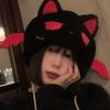 Little Devil Cat Ears Plush Hat Female Autumn And Winter Halloween Y2K Cartoon Funny Warm Ear Protector Lei Feng Hat