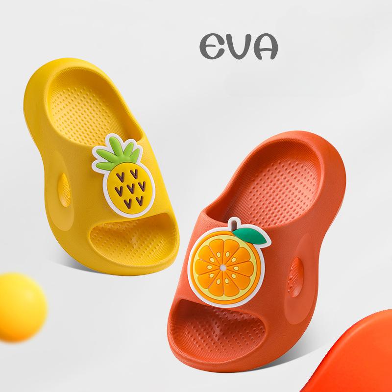 Детские тапочки летние для девочек, для дома, ванной, для мальчиков, нескользящие, с фруктовой мягкой подошвой, детские тапочки