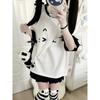 Kawaii Sweet Patchwork T-shirts Women Japanese Fashion Y2k Harajuku Cute Cat Cartoon Print Loose Tees Tops Soft Gril