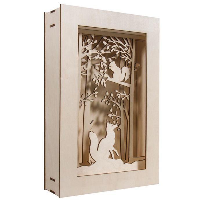 Cadre DIY en bois 3D Forêt de Noël 20 x 30 x 6,6 cm