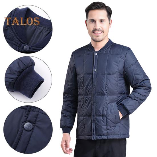 Мужская куртка-пуховик осень-зима с воротником-стойкой, длинным рукавом, утолщенным бархатным хлопковым пальто с карманами, однотонная стеганая верхняя одежда