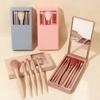 5-Piece Makeup Brush Set with Mirror Eye Shadow, Blush Powder Brushes
