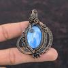 Owyhee Blue Opal Gemstone Pendant Copper Wire Wrapped Pendant Handmade Wire Wrap Jewelry Designer Pendant For Gift Beautiful Copper Jewelry