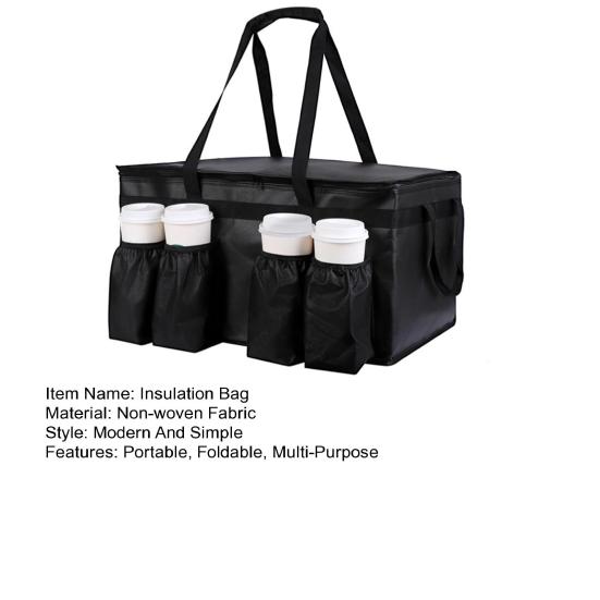 Insulated Lunch Bag with with Drink Carrier Food Delivery Bag Insulated Grocery Bags Food Carrier Catering Bag Cooler Bags