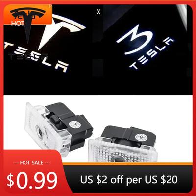 Автомобильная наклейка 2 шт. для Tesla Model S 3 X Y Светодиодная Последнее обновление Невыцветающий Логотип подсветки двери автомобиля Проектор Лазерная лампа